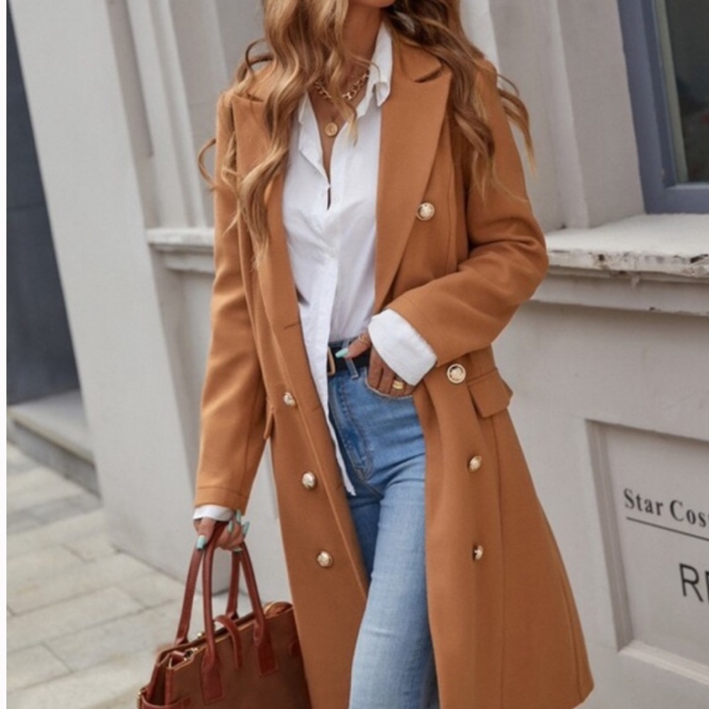 Classic Black Button up Long Jacket Coat - Picture 3 of 13